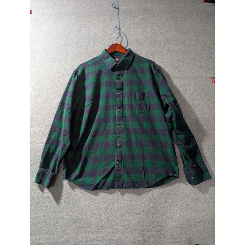 UNTUCKit Buffalo Plaid Shirt Mens XL Green Blue Flannel Button Up